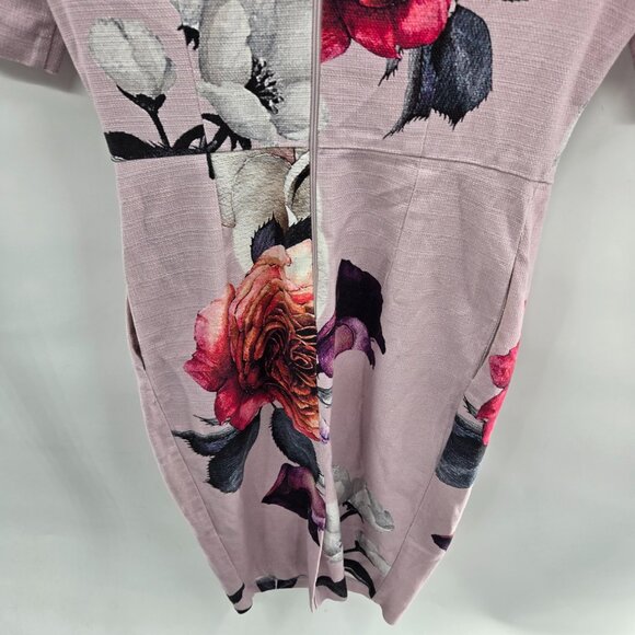 Asos Light Pink Floral Textured Back V-Neck Midi Dress Size 4 - Picture 7 of 15